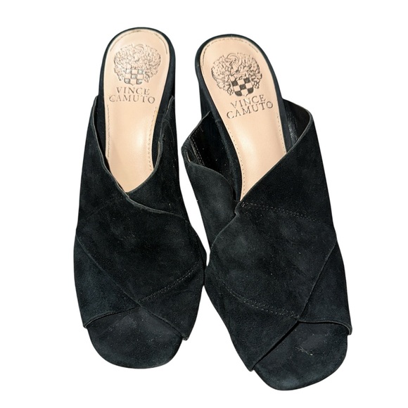 Vince Camuto Black Suede Heeled Mules - Picture 3 of 7